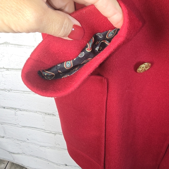 ASHLEY SCOTT VINTAGE WOOL DOUBLE BREASTED COAT GOLD BUTTONS LINED LARGE? - Picture 11 of 11